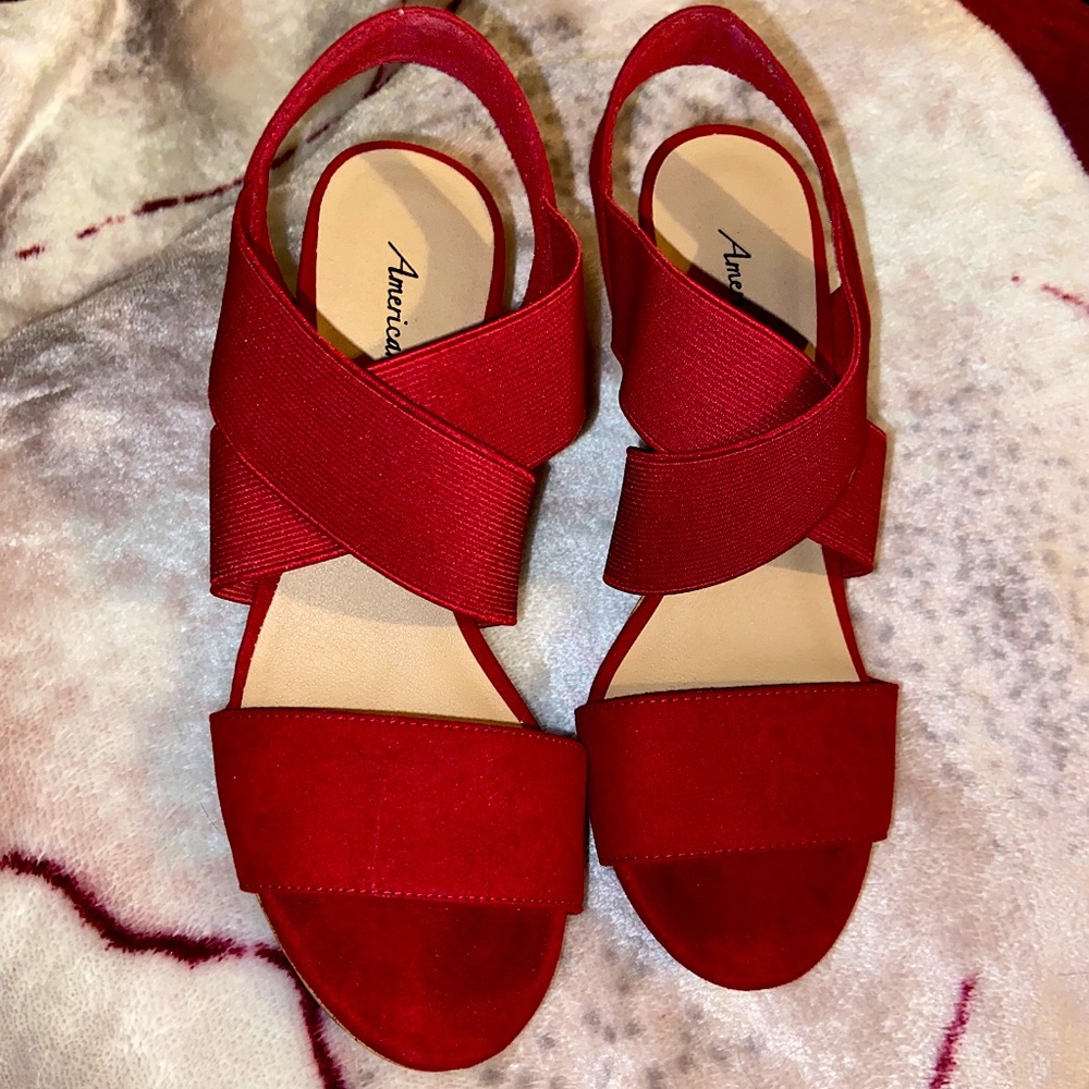 Red American eagle wedge high heels